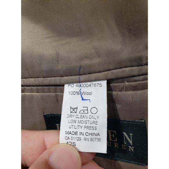 Lauren Ralph Lauren Blazer Men's 42 S Beige 100% Wool Suit Jacket Sport Coat - Picture 8 of 12